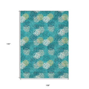 Homeroots 3' Beige Green And Ivory Polka Dot Washable Area Rug - Perfect For Indoor Or Outdoor Spaces! 9' X 12' Polyester 594236