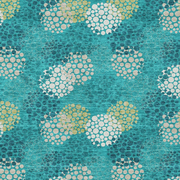 Homeroots 3' Beige Green And Ivory Polka Dot Washable Area Rug - Perfect For Indoor Or Outdoor Spaces! 10' X 14' Polyester 594237