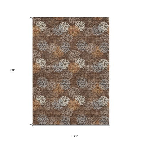 Homeroots 3' Beige Green And Ivory Polka Dot Washable Area Rug - Perfect For Indoor Or Outdoor Spaces! 3' X 5' Polyester 594238