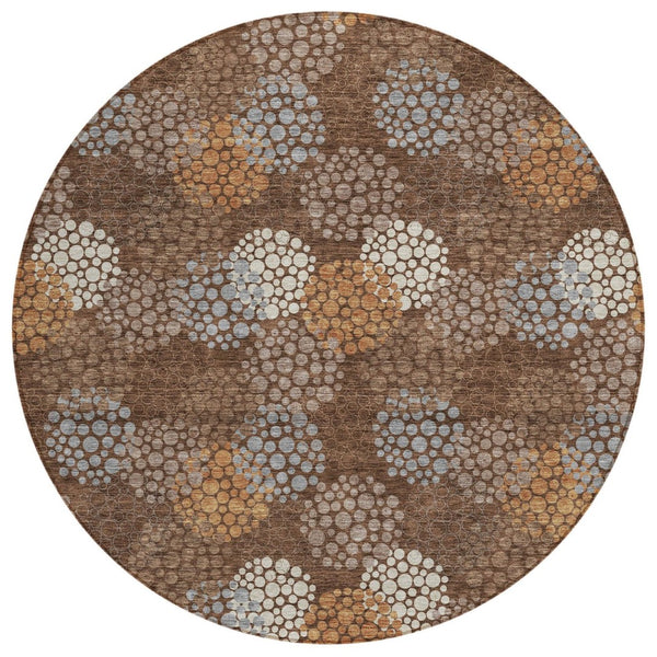 HomeRoots 5' Stylish Polka Dot Washable Area Rug for Indoor & Outdoor Use – Durable, Versatile, Easy Care! 8' Round 594240
