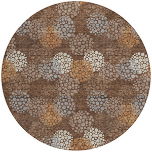 Homeroots 3' Beige Green And Ivory Polka Dot Washable Area Rug - Perfect For Indoor Or Outdoor Spaces! 8' Round Polyester 594240