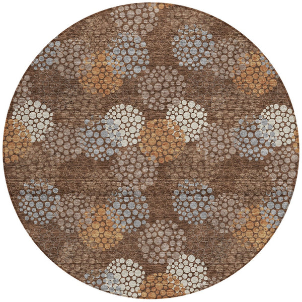 Homeroots 3' Beige Green And Ivory Polka Dot Washable Area Rug - Perfect For Indoor Or Outdoor Spaces! 8' Round Polyester 594240