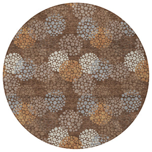 Homeroots 3' Beige Green And Ivory Polka Dot Washable Area Rug - Perfect For Indoor Or Outdoor Spaces! 8' Round Polyester 594240