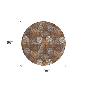 Homeroots 3' Beige Green And Ivory Polka Dot Washable Area Rug - Perfect For Indoor Or Outdoor Spaces! 8' Round Polyester 594240