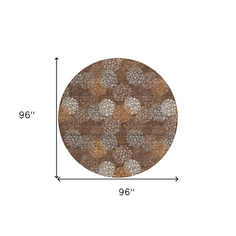 Homeroots 3' Beige Green And Ivory Polka Dot Washable Area Rug - Perfect For Indoor Or Outdoor Spaces! 8' Round Polyester 594240