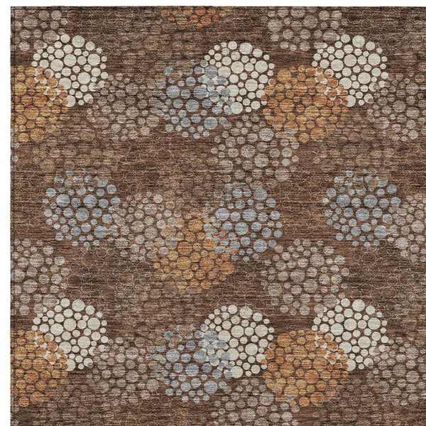 Homeroots 3' Beige Green And Ivory Polka Dot Washable Area Rug - Perfect For Indoor Or Outdoor Spaces! 10' X 14' Polyester 594243