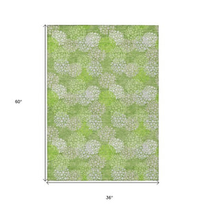 Homeroots 3' Beige Green And Ivory Polka Dot Washable Area Rug - Perfect For Indoor Or Outdoor Spaces! 3' X 5' Polyester 594244