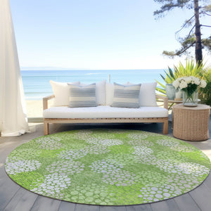 Homeroots 3' Beige Green And Ivory Polka Dot Washable Area Rug - Perfect For Indoor Or Outdoor Spaces! 8' Round Polyester 594246