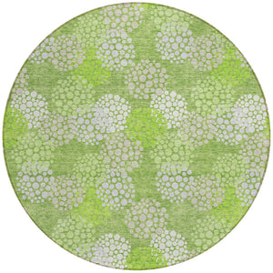Homeroots 3' Beige Green And Ivory Polka Dot Washable Area Rug - Perfect For Indoor Or Outdoor Spaces! 8' Round Polyester 594246