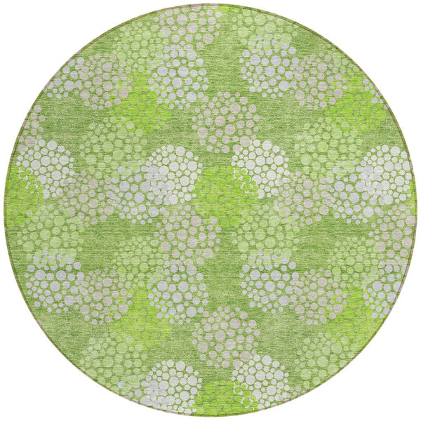 Homeroots 3' Beige Green And Ivory Polka Dot Washable Area Rug - Perfect For Indoor Or Outdoor Spaces! 8' Round Polyester 594246