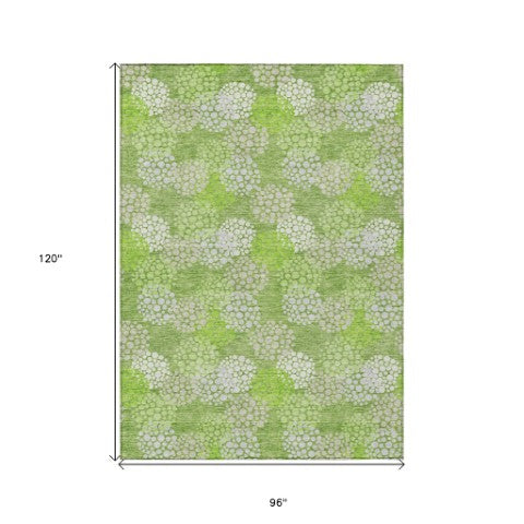 Homeroots 3' Beige Green And Ivory Polka Dot Washable Area Rug - Perfect For Indoor Or Outdoor Spaces! 8' X 10' Polyester 594247