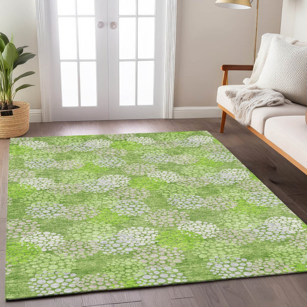 Homeroots 3' Beige Green And Ivory Polka Dot Washable Area Rug - Perfect For Indoor Or Outdoor Spaces! 8' X 10' Polyester 594247