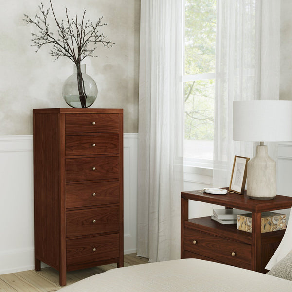 Butler Specialty Butler Nora 22" Rectangular 6-Drawer Lingerie Chest – Compact Vertical Storage with Soft-Close Drawers and Durable Finish Walnut 5942489