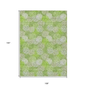 Homeroots 3' Beige Green And Ivory Polka Dot Washable Area Rug - Perfect For Indoor Or Outdoor Spaces! 9' X 12' Polyester 594248