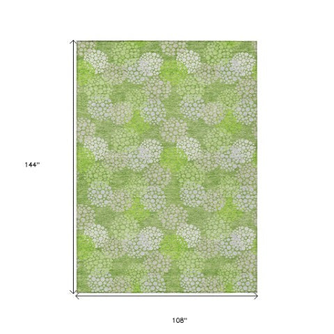 Homeroots 3' Beige Green And Ivory Polka Dot Washable Area Rug - Perfect For Indoor Or Outdoor Spaces! 9' X 12' Polyester 594248