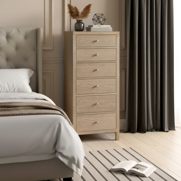 Butler Specialty Butler Nora 22" Rectangular 6-Drawer Lingerie Chest – Compact Vertical Storage with Soft-Close Drawers and Durable Finish Light Brown 5942492