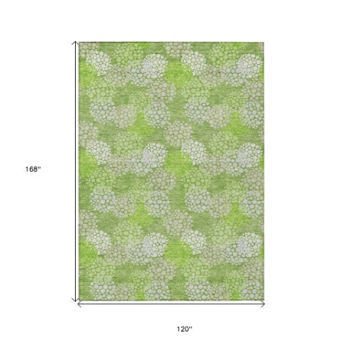 Homeroots 3' Beige Green And Ivory Polka Dot Washable Area Rug - Perfect For Indoor Or Outdoor Spaces! 10' X 14' Polyester 594249