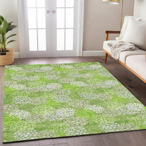 Homeroots 3' Beige Green And Ivory Polka Dot Washable Area Rug - Perfect For Indoor Or Outdoor Spaces! 10' X 14' Polyester 594249