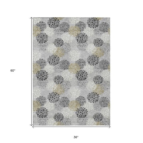 Homeroots 3' Beige Green And Ivory Polka Dot Washable Area Rug - Perfect For Indoor Or Outdoor Spaces! 3' X 5' Polyester 594250