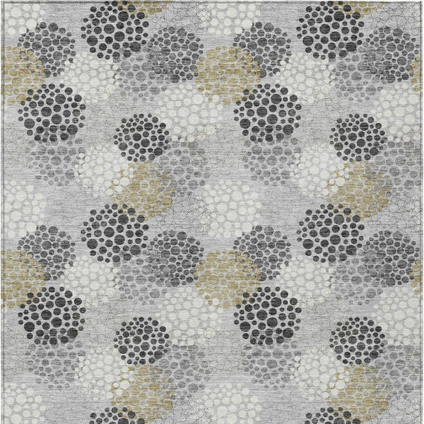 Homeroots 3' Beige Green And Ivory Polka Dot Washable Area Rug - Perfect For Indoor Or Outdoor Spaces! 5' X 8' Polyester 594251