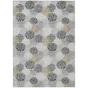 HomeRoots 5' Gray Silver and Ivory Polka Dot Indoor Outdoor Area Rug - Stylish, Washable, and Durable Design 5' X 8' 594251