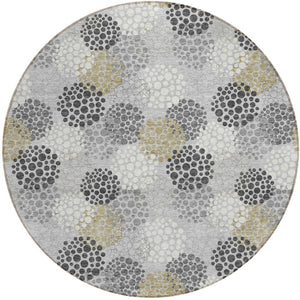 Homeroots 3' Beige Green And Ivory Polka Dot Washable Area Rug - Perfect For Indoor Or Outdoor Spaces! 8' Round Polyester 594252