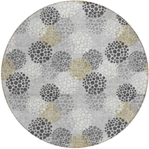 Homeroots 3' Beige Green And Ivory Polka Dot Washable Area Rug - Perfect For Indoor Or Outdoor Spaces! 8' Round Polyester 594252