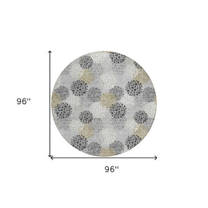 Homeroots 3' Beige Green And Ivory Polka Dot Washable Area Rug - Perfect For Indoor Or Outdoor Spaces! 8' Round Polyester 594252