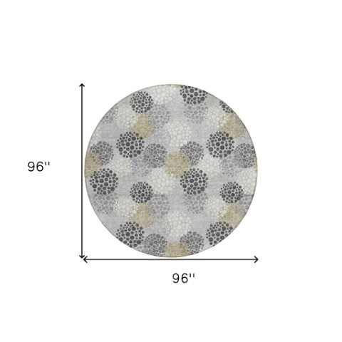 Homeroots 3' Beige Green And Ivory Polka Dot Washable Area Rug - Perfect For Indoor Or Outdoor Spaces! 8' Round Polyester 594252