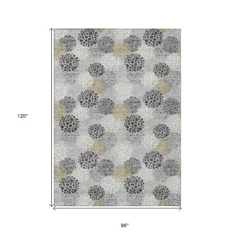 Homeroots 3' Beige Green And Ivory Polka Dot Washable Area Rug - Perfect For Indoor Or Outdoor Spaces! 8' X 10' Polyester 594253