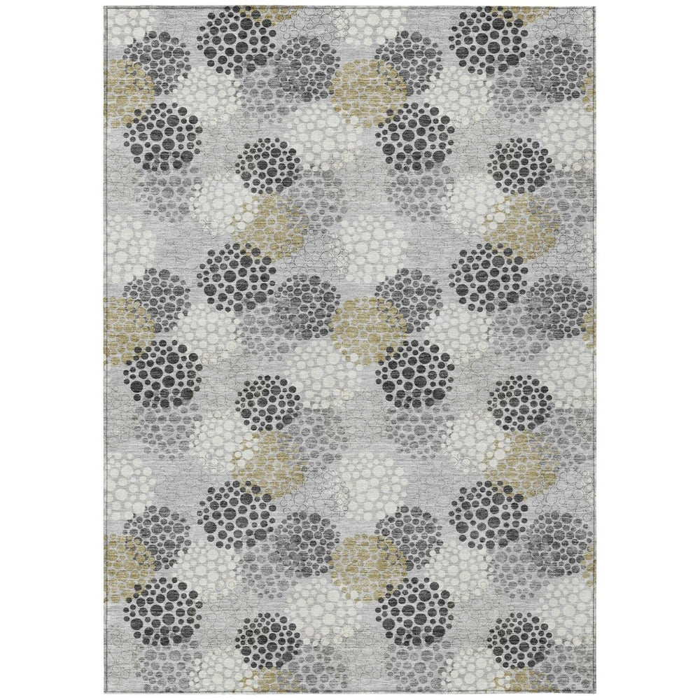 HomeRoots 9' Gray Silver and Ivory Polka Dot Washable Area Rug for Indoor and Outdoor Spaces - Durable Charm 9' X 12' 594254