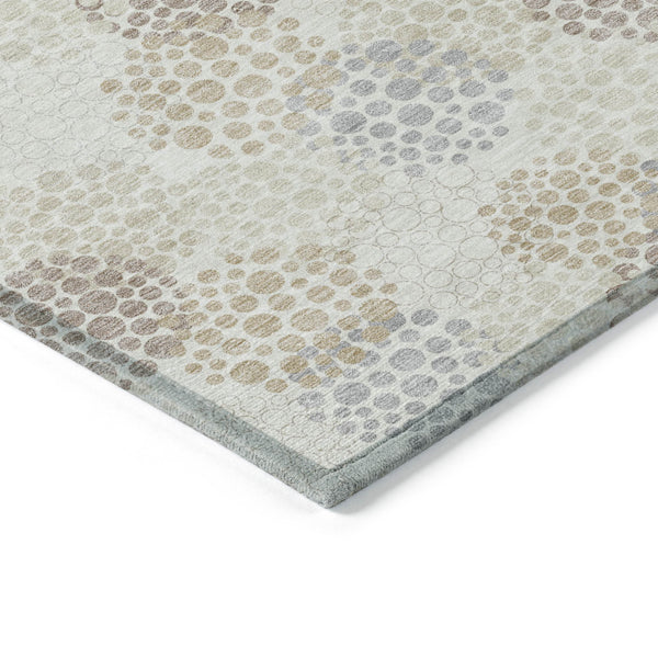 Homeroots 3' Beige Green And Ivory Polka Dot Washable Area Rug - Perfect For Indoor Or Outdoor Spaces! 3' X 5' Polyester 594256