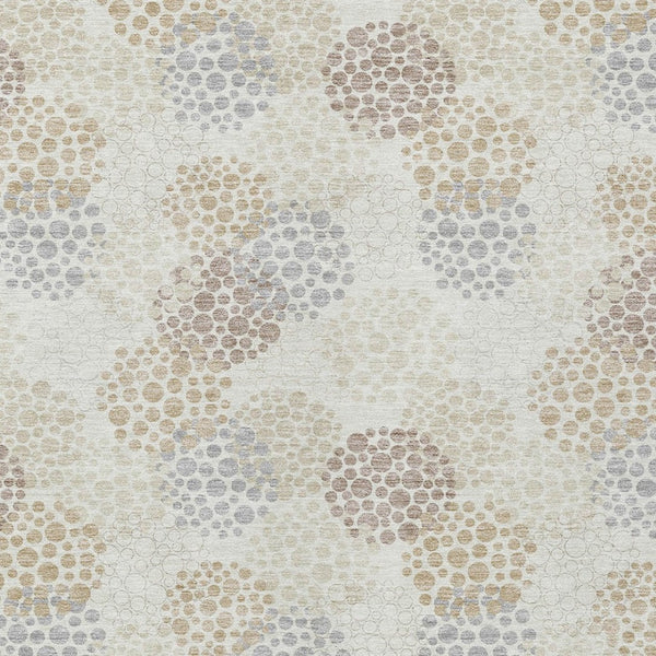 Homeroots 3' Beige Green And Ivory Polka Dot Washable Area Rug - Perfect For Indoor Or Outdoor Spaces! 3' X 5' Polyester 594256