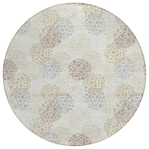 HomeRoots 5' Polka Dot Indoor Outdoor Area Rug in Ivory, Brown & Gray - Durable, Washable, Non-Slip Design 8' Round 594258