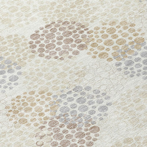 Homeroots 3' Beige Green And Ivory Polka Dot Washable Area Rug - Perfect For Indoor Or Outdoor Spaces! 8' Round Polyester 594258