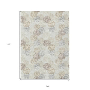 Homeroots 3' Beige Green And Ivory Polka Dot Washable Area Rug - Perfect For Indoor Or Outdoor Spaces! 8' X 10' Polyester 594259