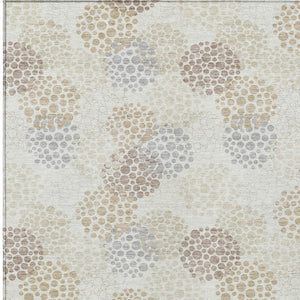 Homeroots 3' Beige Green And Ivory Polka Dot Washable Area Rug - Perfect For Indoor Or Outdoor Spaces! 8' X 10' Polyester 594259