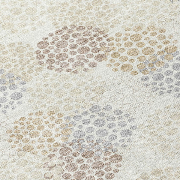 Homeroots 3' Beige Green And Ivory Polka Dot Washable Area Rug - Perfect For Indoor Or Outdoor Spaces! 8' X 10' Polyester 594259
