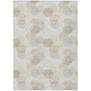 HomeRoots 9' Stylish Washable Indoor Outdoor Area Rug with Ivory, Brown, and Gray Polka Dots for Versatile Decor 9' X 12' 594260