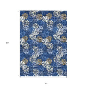 Homeroots 3' Beige Green And Ivory Polka Dot Washable Area Rug - Perfect For Indoor Or Outdoor Spaces! 5' X 8' Polyester 594263