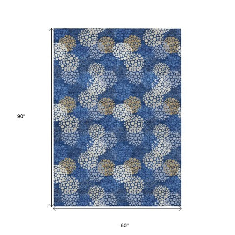 Homeroots 3' Beige Green And Ivory Polka Dot Washable Area Rug - Perfect For Indoor Or Outdoor Spaces! 5' X 8' Polyester 594263