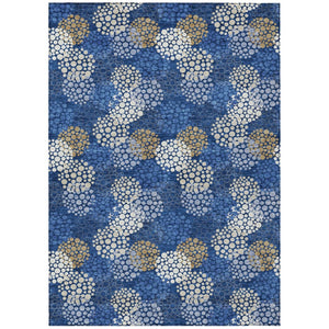 HomeRoots 9' Stylish Polka Dot Area Rug in Navy Blue, Brown & Ivory - Durable, Washable for Indoors & Outdoors! 9' X 12' 594266