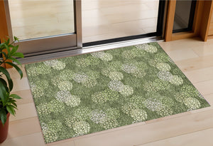 Homeroots 3' Beige Green And Ivory Polka Dot Washable Area Rug - Perfect For Indoor Or Outdoor Spaces! 3' X 5' Polyester 594268