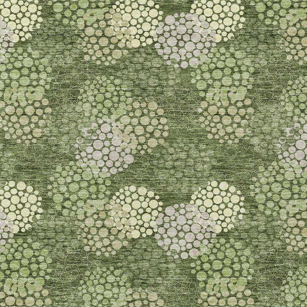 Homeroots 3' Beige Green And Ivory Polka Dot Washable Area Rug - Perfect For Indoor Or Outdoor Spaces! 3' X 5' Polyester 594268
