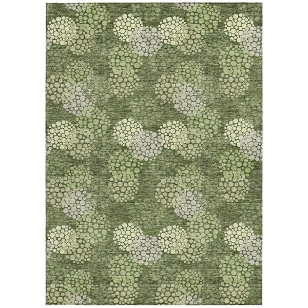 Homeroots 3' Beige Green And Ivory Polka Dot Washable Area Rug - Perfect For Indoor Or Outdoor Spaces! 5' X 8' Polyester 594269