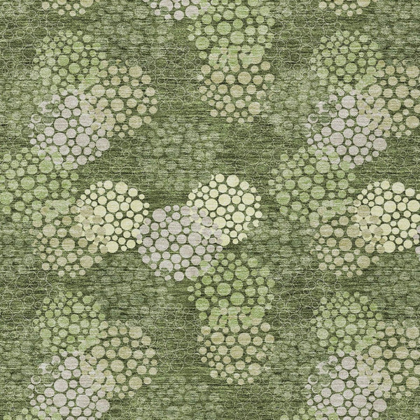 Homeroots 3' Beige Green And Ivory Polka Dot Washable Area Rug - Perfect For Indoor Or Outdoor Spaces! 5' X 8' Polyester 594269