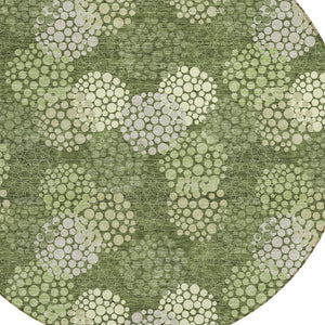 Homeroots 3' Beige Green And Ivory Polka Dot Washable Area Rug - Perfect For Indoor Or Outdoor Spaces! 8' Round Polyester 594270