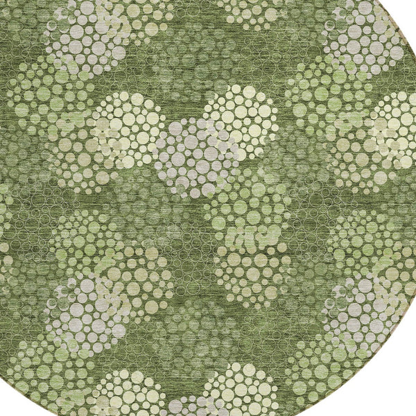 Homeroots 3' Beige Green And Ivory Polka Dot Washable Area Rug - Perfect For Indoor Or Outdoor Spaces! 8' Round Polyester 594270