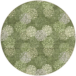 Homeroots 3' Beige Green And Ivory Polka Dot Washable Area Rug - Perfect For Indoor Or Outdoor Spaces! 8' Round Polyester 594270