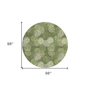 Homeroots 3' Beige Green And Ivory Polka Dot Washable Area Rug - Perfect For Indoor Or Outdoor Spaces! 8' Round Polyester 594270